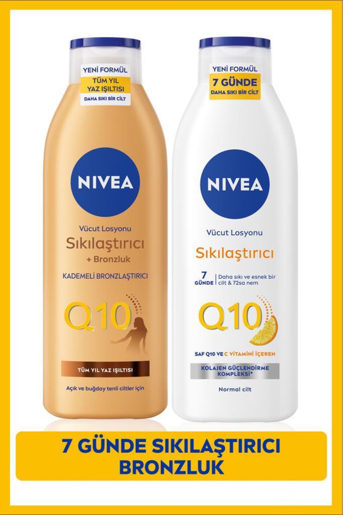 NIVEA Q10 7 Günde Sıkılaştırıcı Vücut Losyonu 250ml Ve Bronzlaştırıcı Losyon 250ml, Nemlendirici