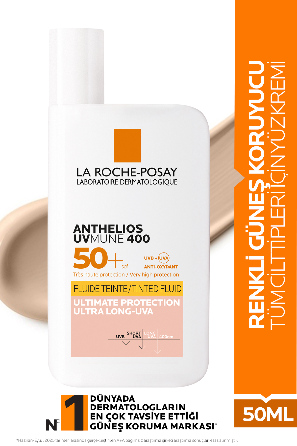 La Roche Posay Anthelios UVMUNE 400 İnvisible Fluid Renkli Güneş Koruyucu SPF50+ 50ml