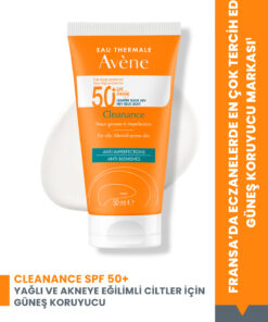 Avene Cleanance SPF 50+ Yağlı ve Akneye Eğilimli Ciltler için Yüksek Korumalı Güneş Kremi 50 ml