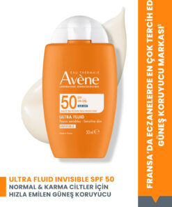 Avene Ultra Fluid Invisible Normal/Karma Ciltler için Ultra Akışkan SPF 50 Güneş Kremi 50 ml