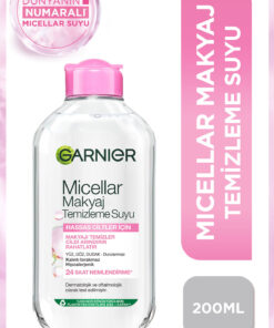 Garnier Micellar Makyaj Temizleme Suyu 200ML, 24 Saat Nemlendirme, Hassas Ciltler,Vegan&Cruelty Free