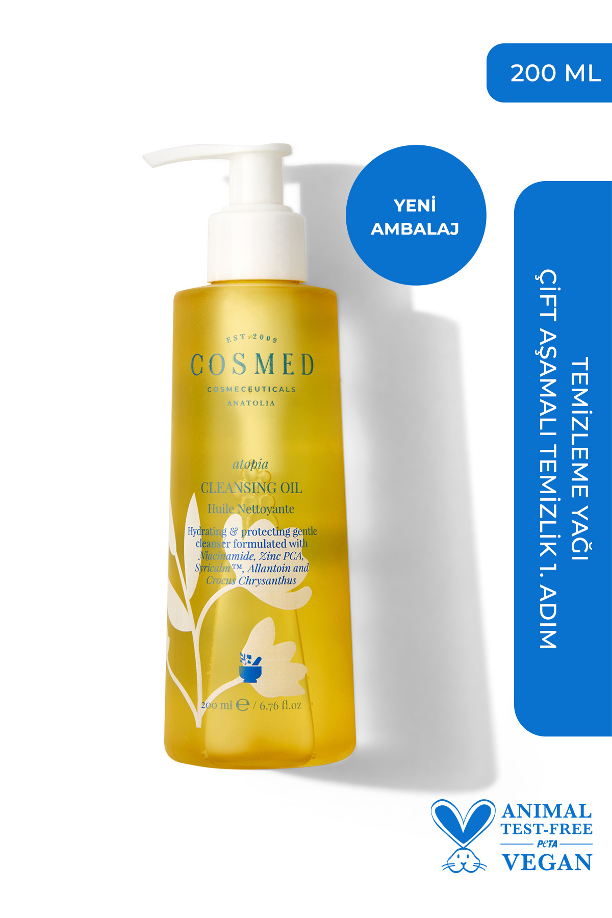 COSMED Temizleme Yağı - Çift Aşamalı Temizlik/ Atopia CLEANSING OIL 200 ML