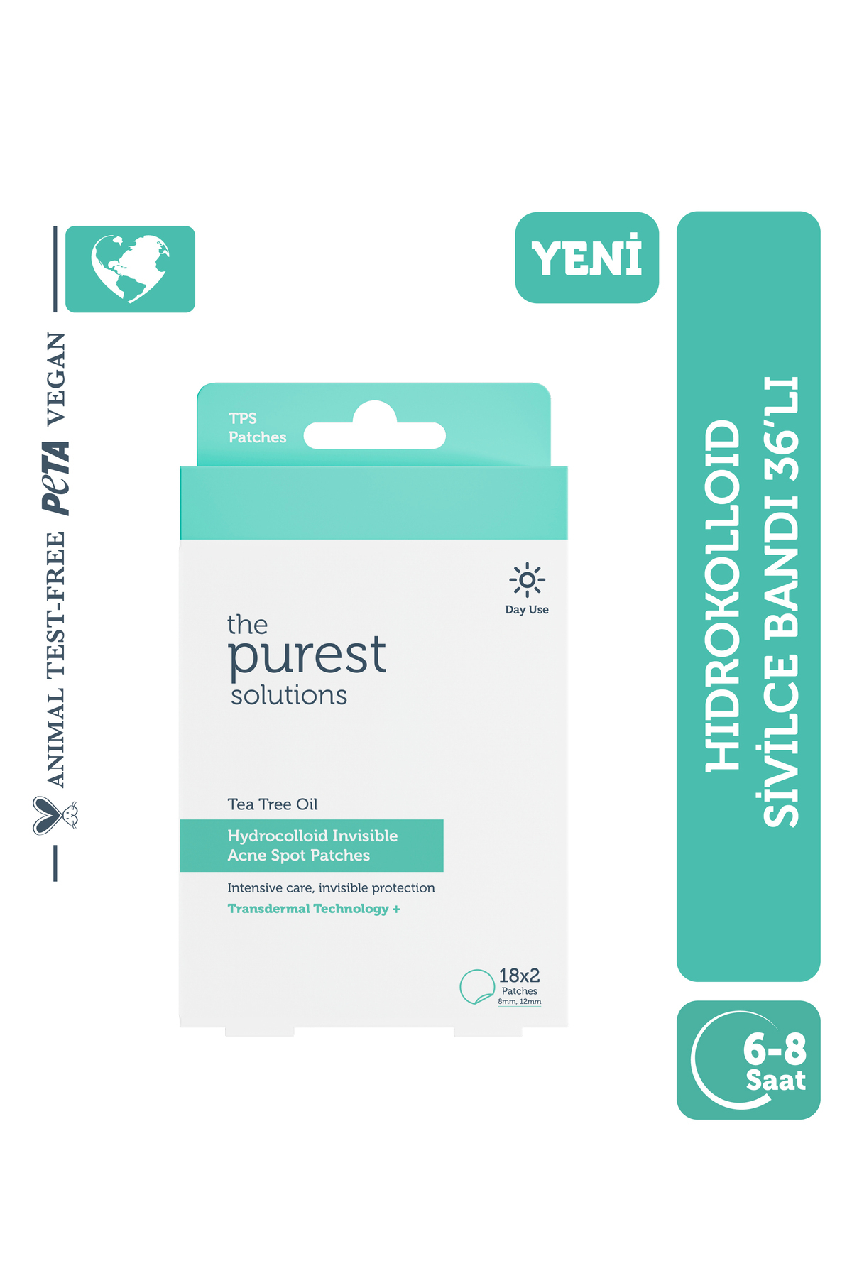 The Purest Solutions Hidrokolloid Akne ve Sivilce Karşıtı & Yatıştırıcı Bant 36'lı Patch