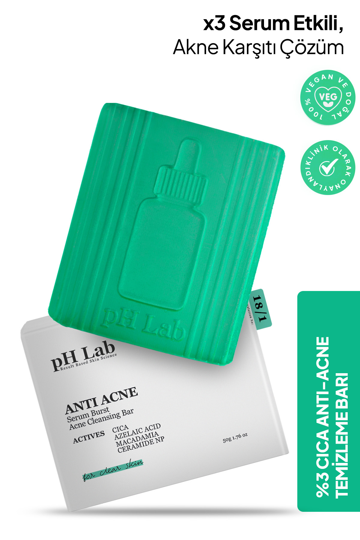 Ph Lab Phlab Anti Acne Sabunu 3x Acne Serumu Etkili Acne Temizleme Barı, Acne Karşıtı
