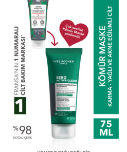 Yves Rocher Arındırıcı Siyah Nokta Karşıtı Kömür Maske-Süksinik Asit-Sebo Active Clear Botanik Kompleks-75ml
