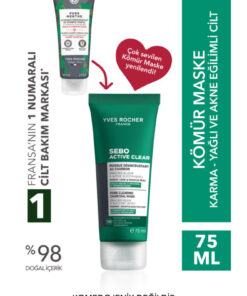 Yves Rocher Arındırıcı Siyah Nokta Karşıtı Kömür Maske-Süksinik Asit-Sebo Active Clear Botanik Kompleks-75ml