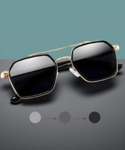 QAYYO Accessories Güneş Gözlüğü Erkek Uv400 Cam Ce Belgeli Gold Siyah - Görsel 3