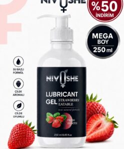 NIVOSHE Premium Kayganlaştırıcı Jel Büyük Boy Lubricant Gel (ÇİLEK) Masaj Jeli Massage Gel Strawberry 250ML