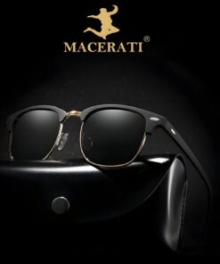 MACERATİ Clubmaster Siyah Oval Unisex Klasik Model Güneş Gözlüğü - Görsel 3