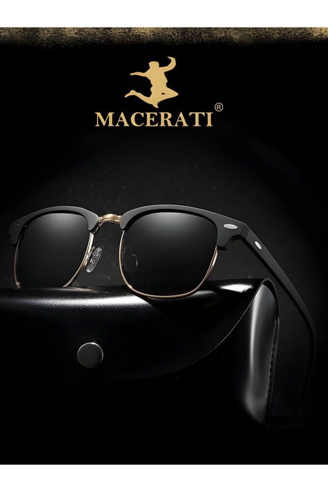 MACERATİ Clubmaster Siyah Oval Unisex Klasik Model Güneş Gözlüğü - Görsel 3