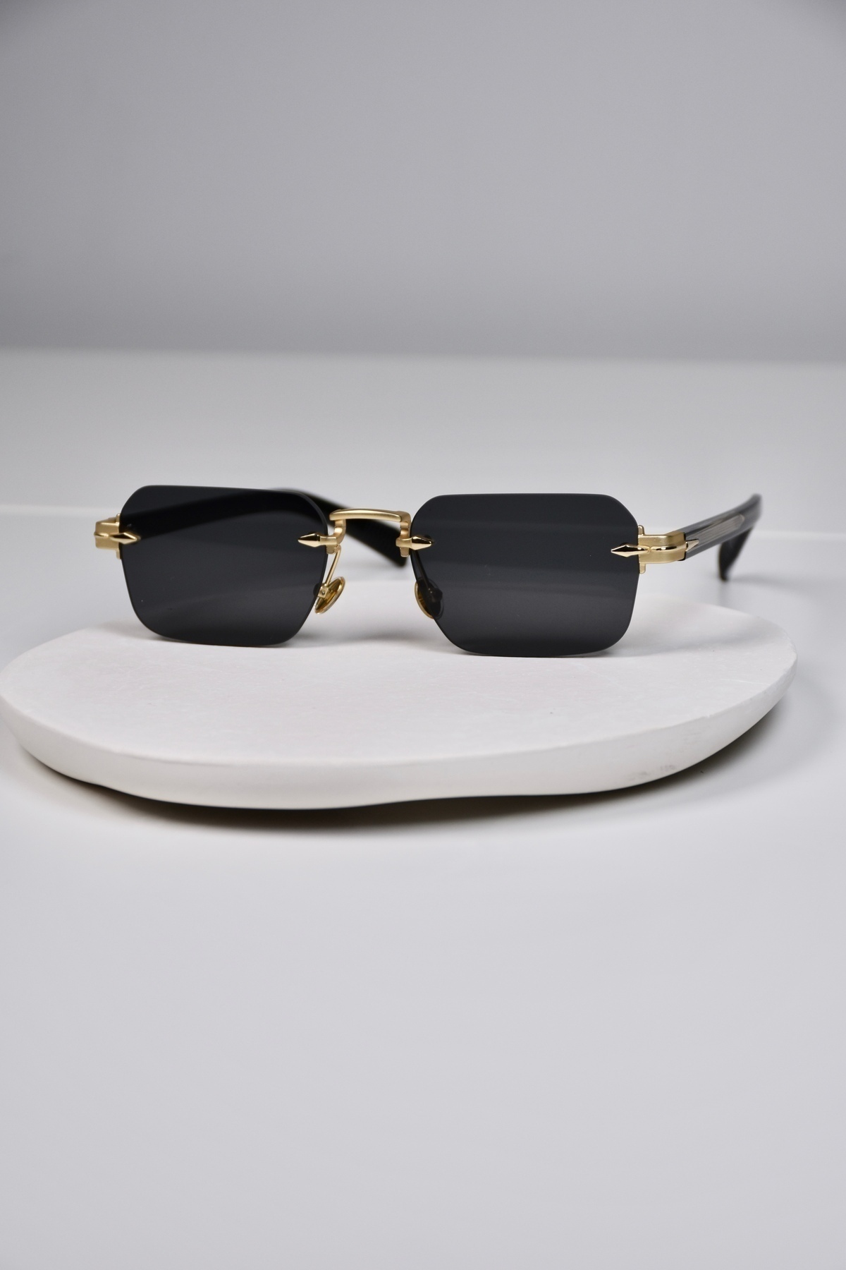 LOOKUP NEW Siyah Unisex Kadın Erkek Uv400 Korumalı Kare Metal Eşref Tek Gold Altın Menteşeli Güneş Gözlüğü - Görsel 3
