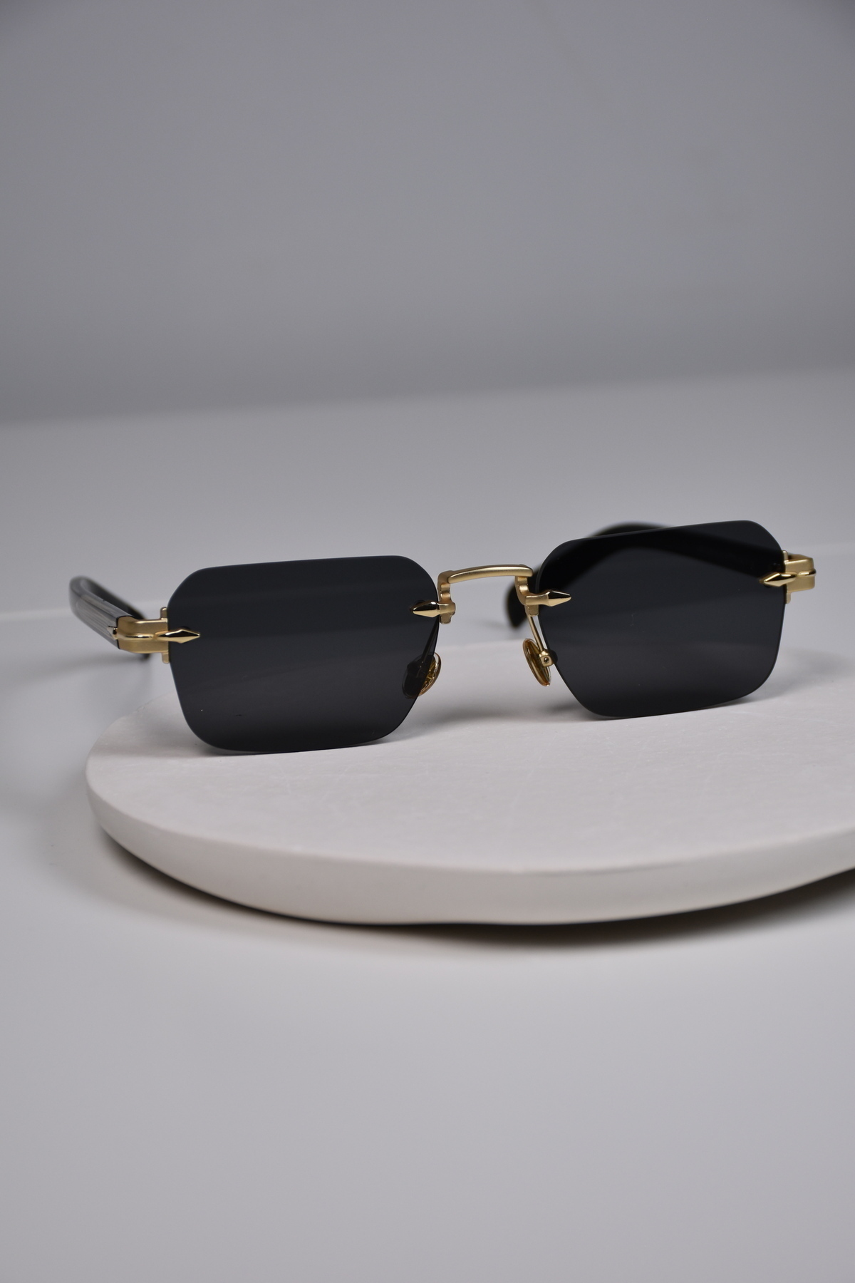LOOKUP NEW Siyah Unisex Kadın Erkek Uv400 Korumalı Kare Metal Eşref Tek Gold Altın Menteşeli Güneş Gözlüğü