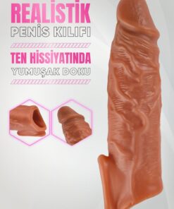 Lolita Shop Gerçekçi Penis Dokusunda 3,5 Cm Uzatmalı Testis Destekli Ultra Yumuşak Realistik Penis Kılıfı