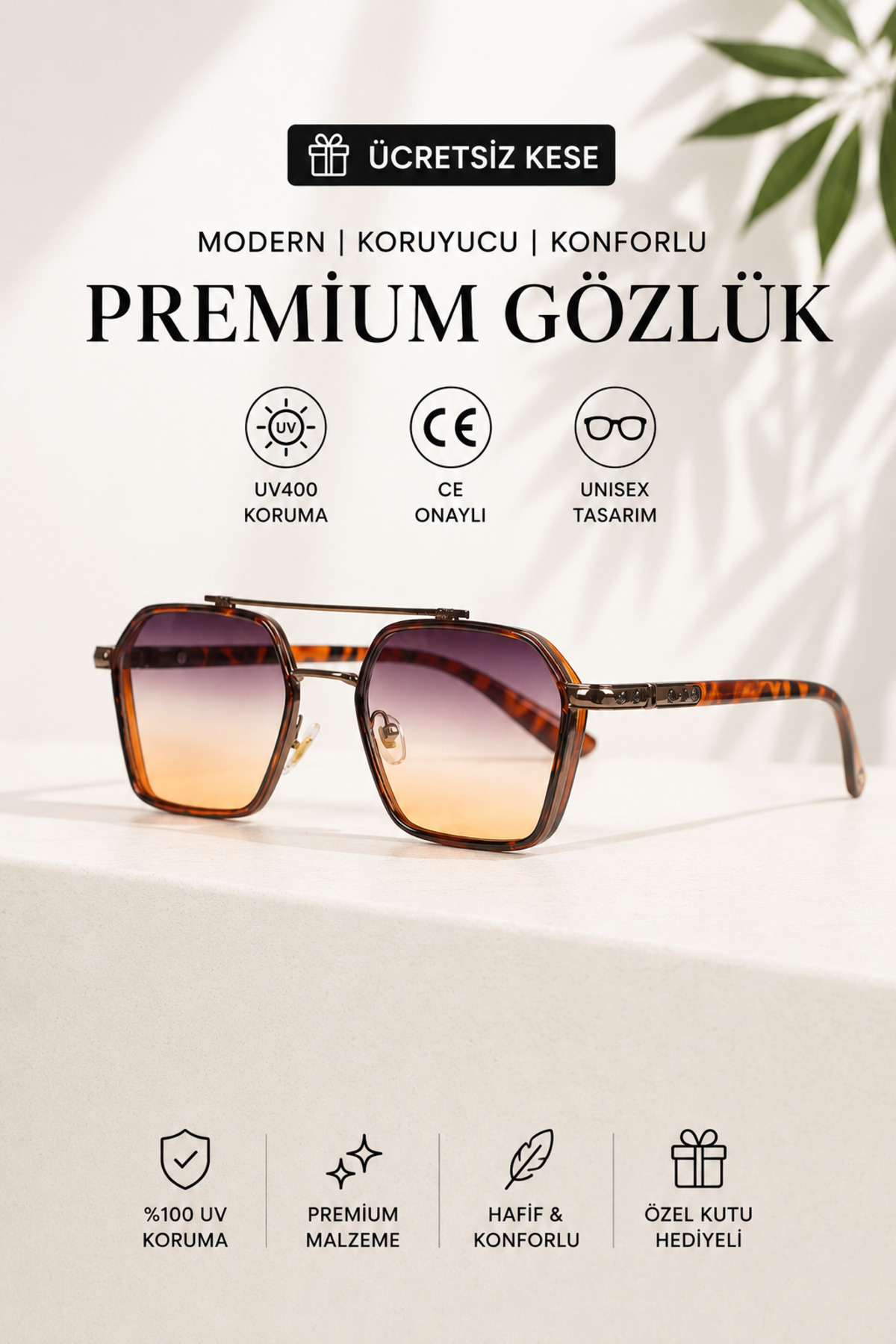 WATCHOFROYAL ROYAL EYEWEAR RE0039 METALİK LEOPAR GÜNEŞ GÖZLÜĞÜ