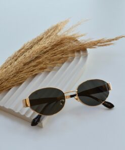 LOOKUP NEW Alev 56 Ekartman Unisex Kadın Erkek Uv400 Korumalı Oval Gold Siyah NyIon Cam Metal Güneş Gözlüğü