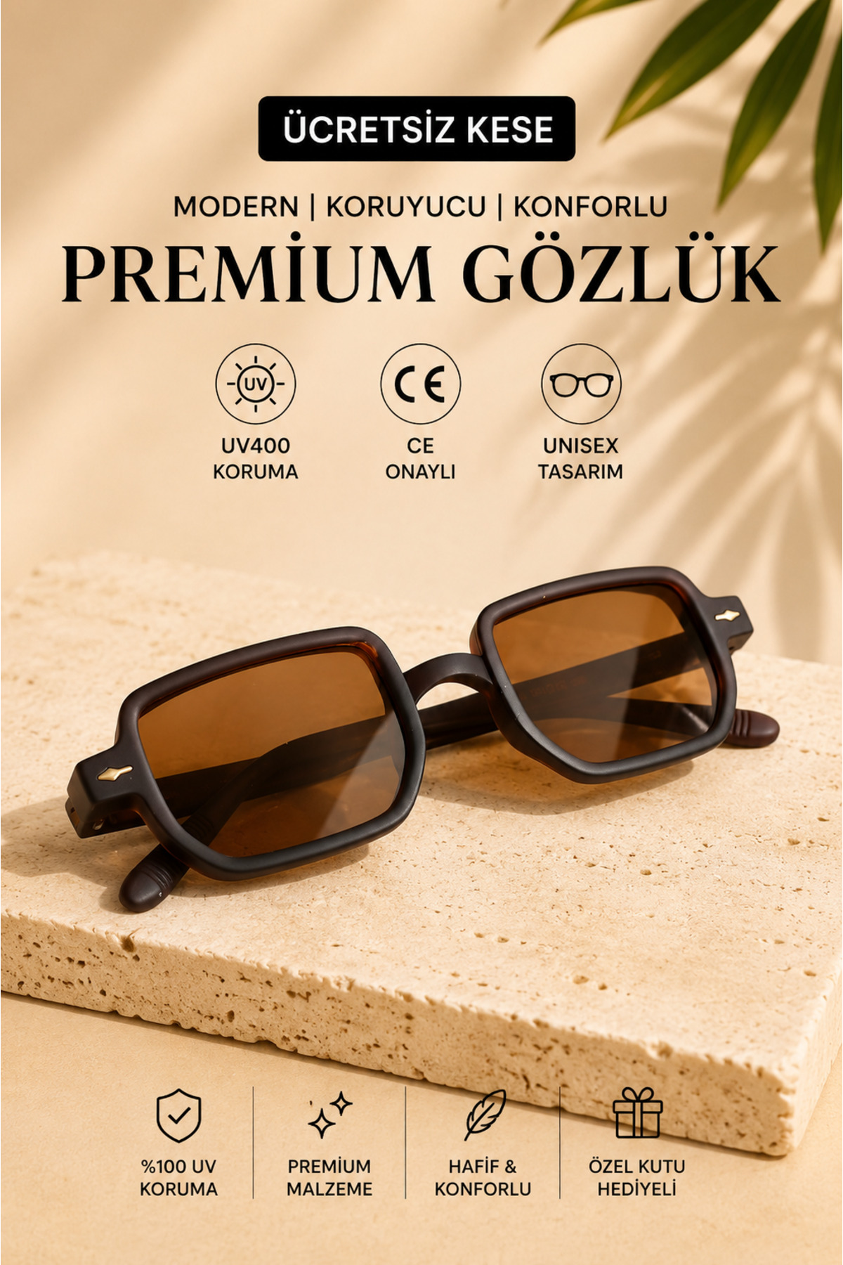 WATCHOFROYAL Royal Eyewear Re1022 Koyu Kahve Güneş Gözlüğü
