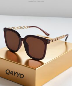 QAYYO Accessories Boom Unisex Kahverengi 2025 Yılı Metal Yeni Sezon Güneş Gözlüğü