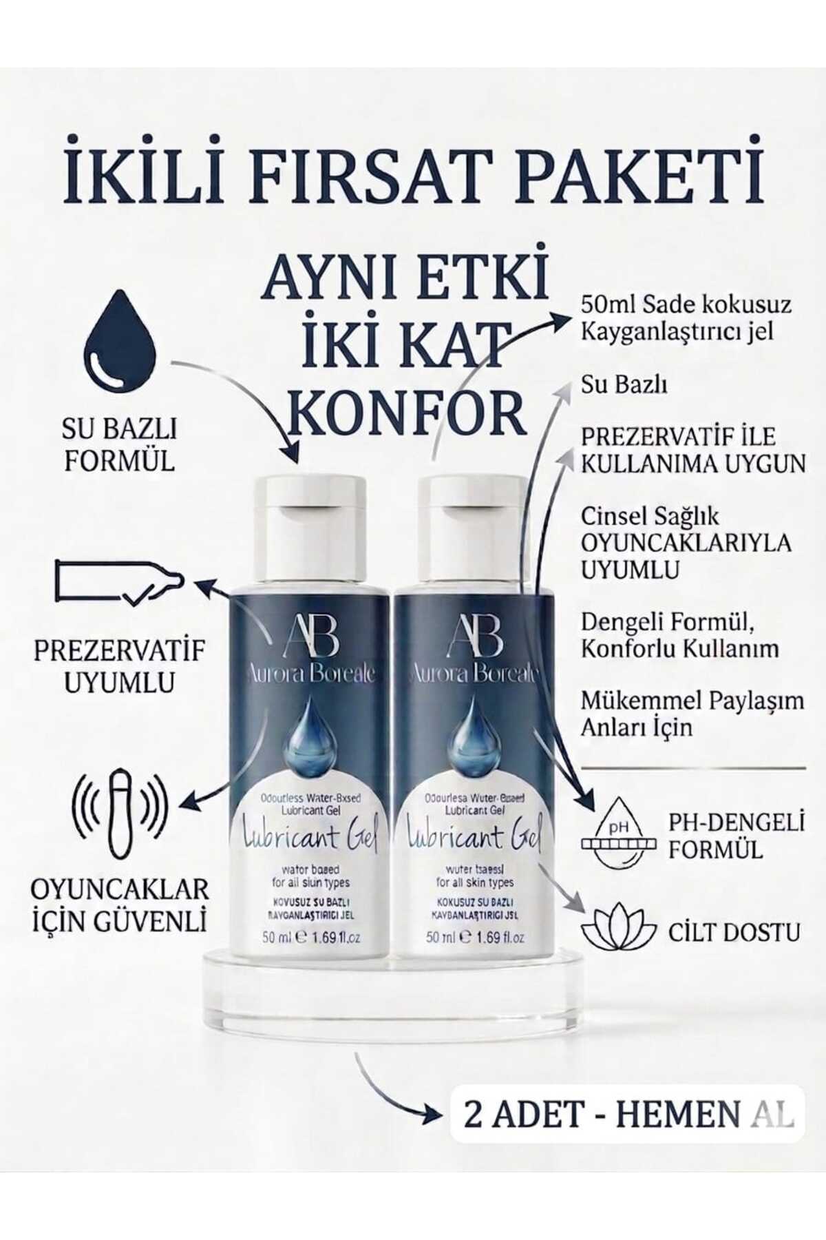 AuroraBoreale Sade Kokusuz Su Bazlı Kayganlaştırıcı Jel Lubricant 50 ML