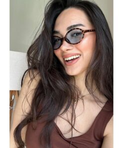 funeyes Miux Oval Mavi Camlı Leopar desenli Güneş Gözlüğü Hafif ürün