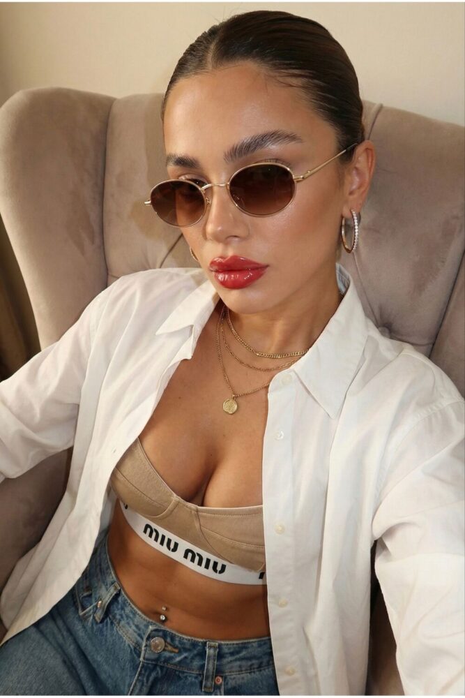 Goldmine Elips Güneş Gözlüğü Unisex Kahverengi Gold