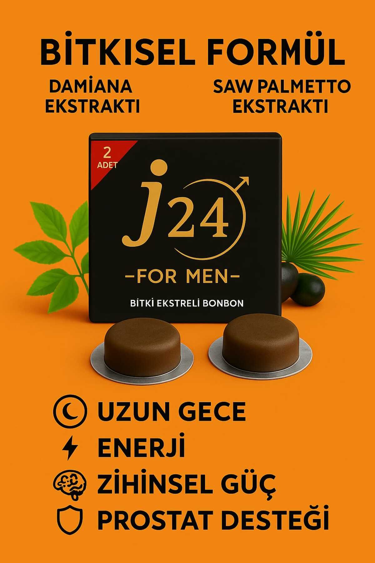 j24 Bitki Ekstreli Performans Etkili Bonbon Şeker - 2 Kutu (4 ADET) Enerji -güç -zindelik