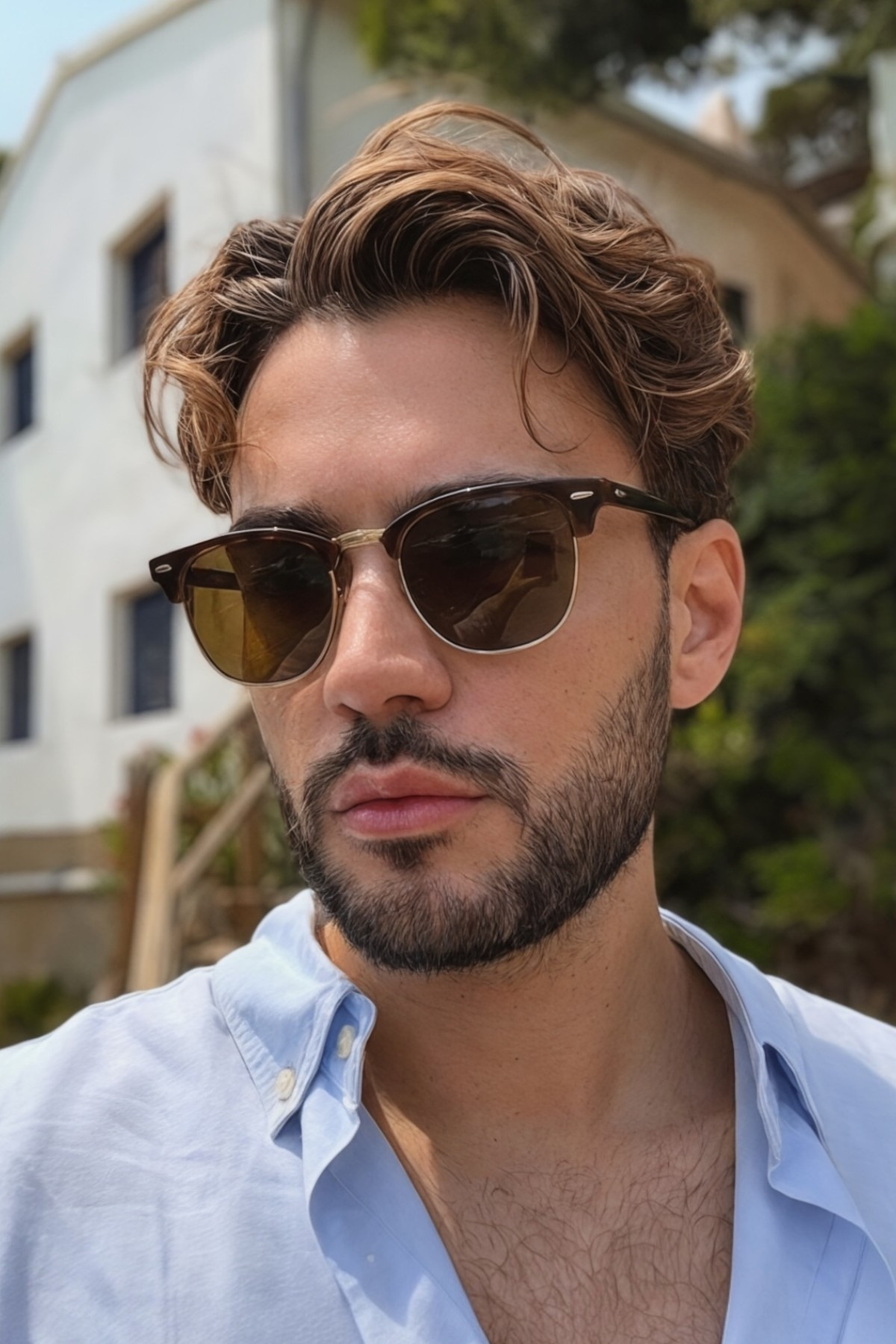 Eyesofia Unisex Uv400 Cam Ce Belgeli Clubmaster Kahverengi Güneş Gözlüğü