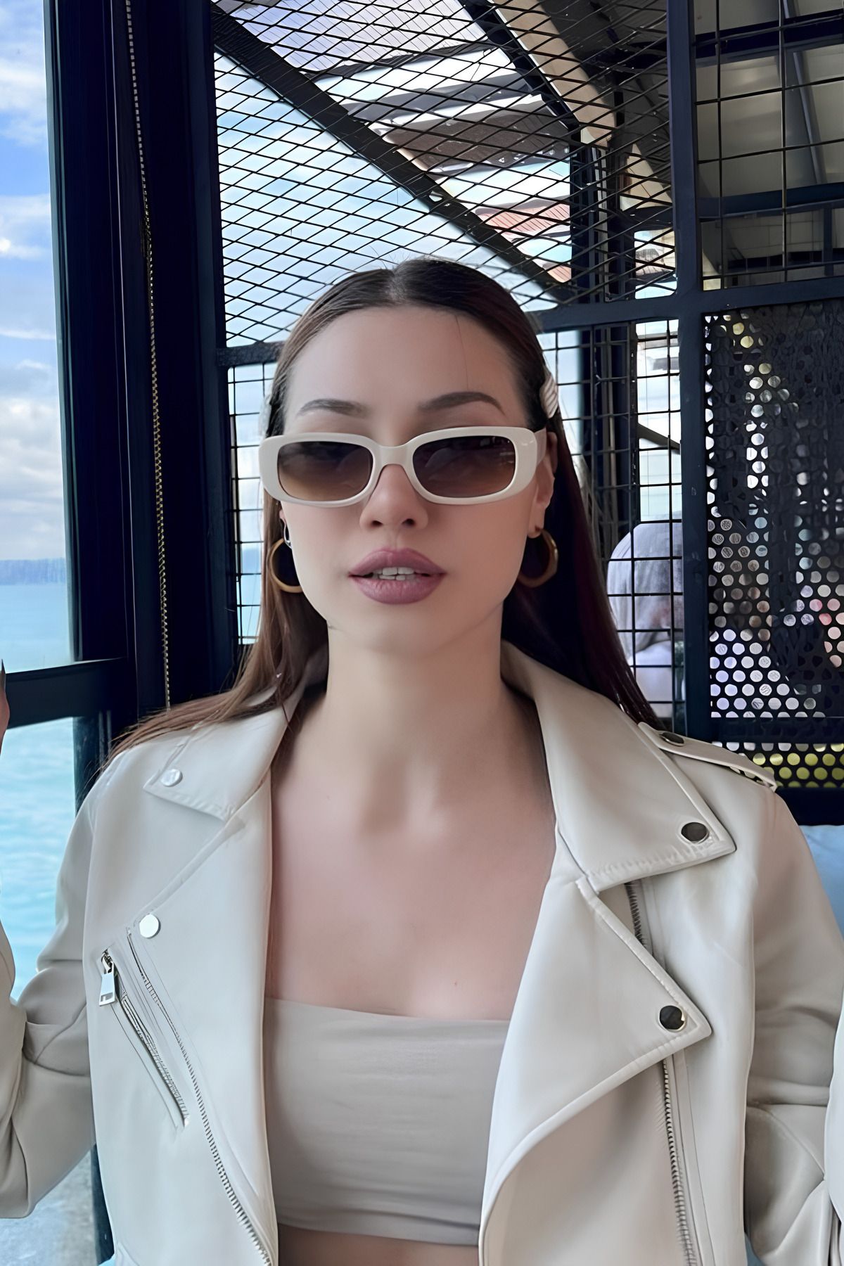MACERATİ Chunky Unisex Krem Kahve Güneş Gözlüğü