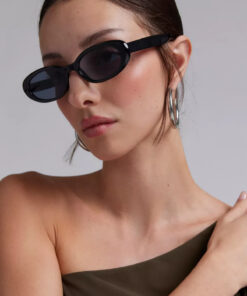 Chunky Frame Siyah Cat Eye Vintage Model Oval Güneş Gözlüğü