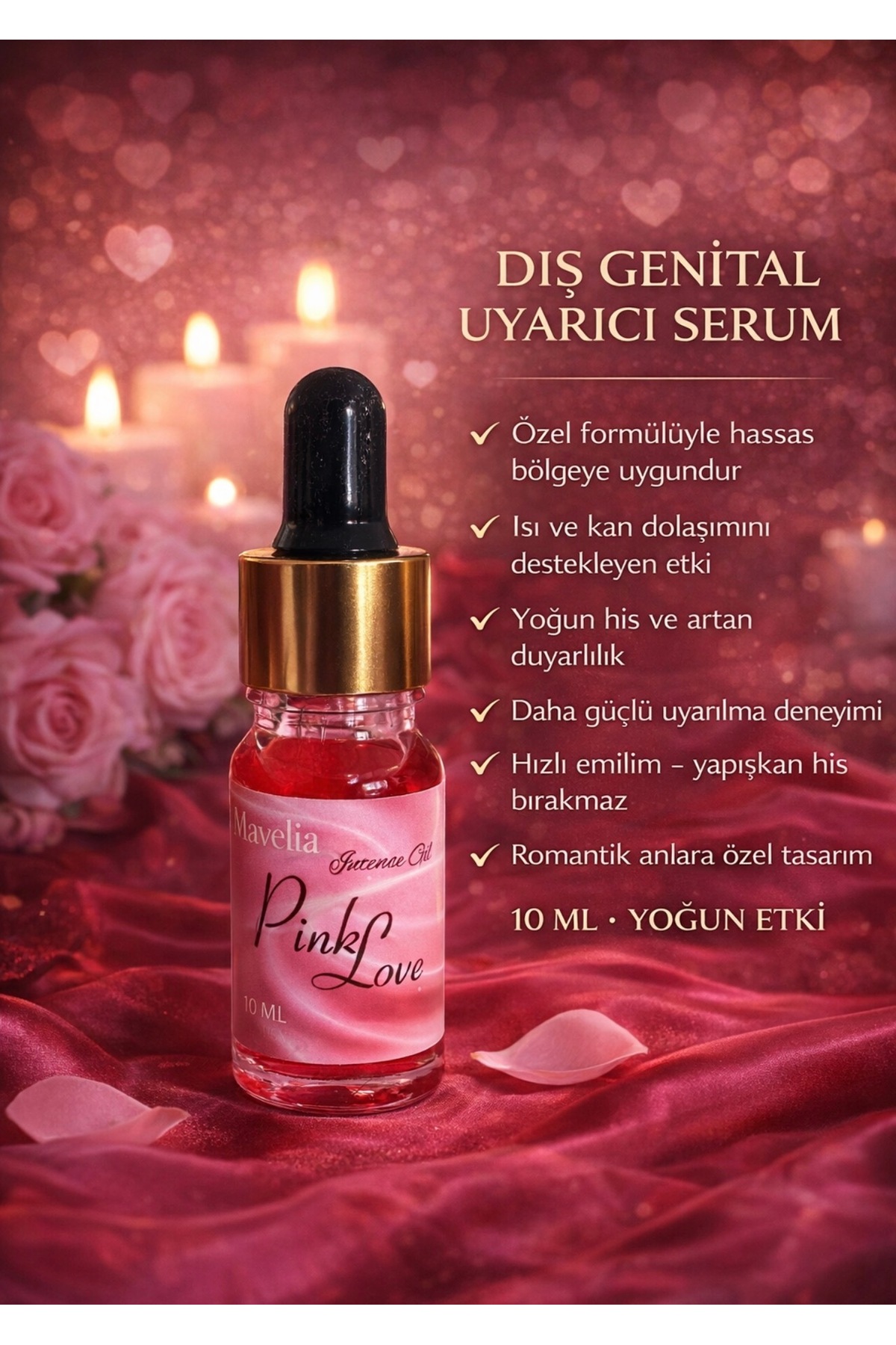 mavelia profesyonel Pink Love Kadın Dış Genital Uyarıcı Serum – Yoğun ve Etkileyici Deneyim 10 ml