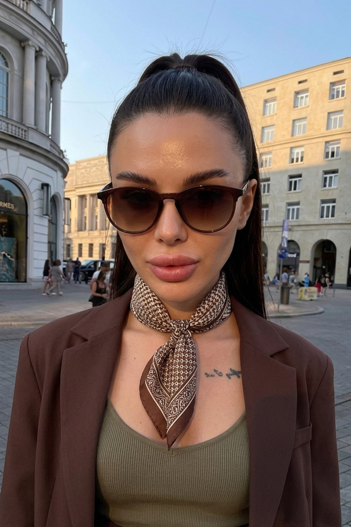 Della Pianto Tamela Unisex Kahverengi Güneş Gözlüğü