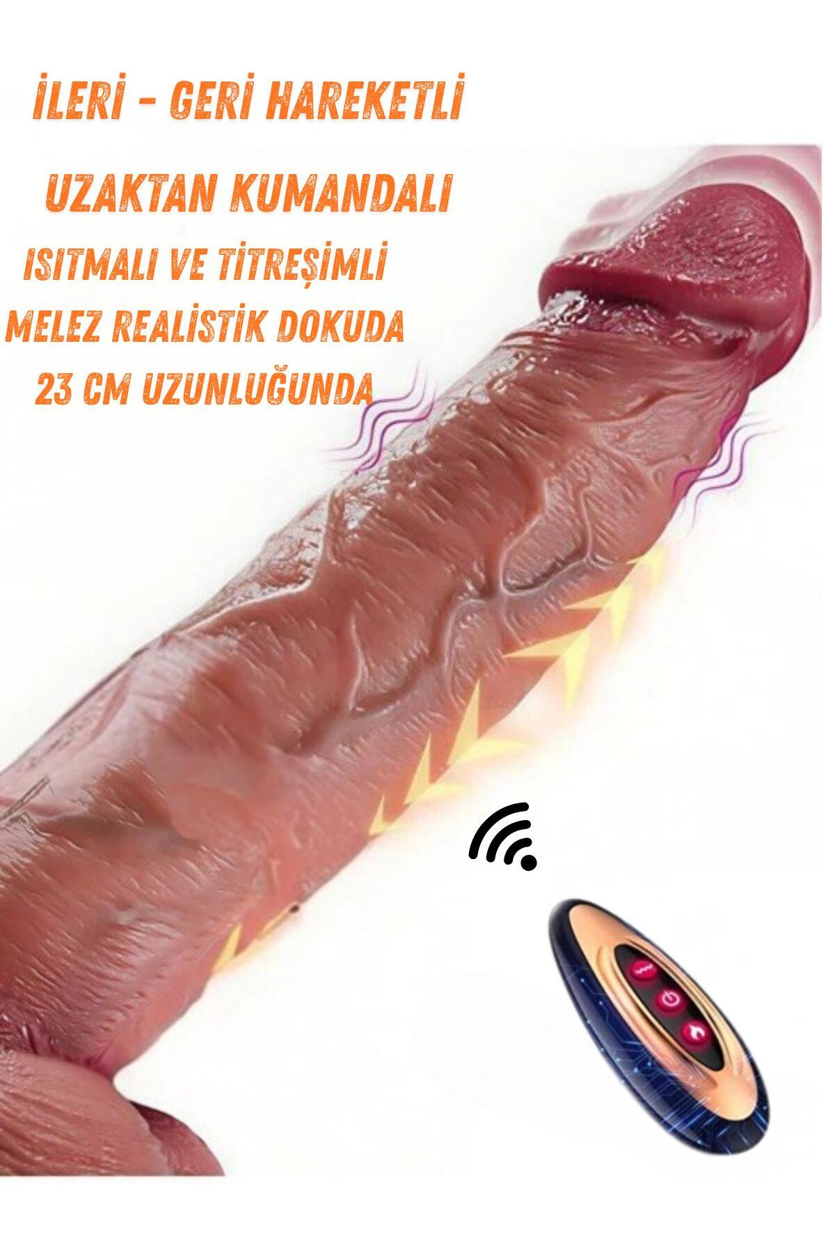 Lolita Shop İleri Geri Hareketli Isıtmalı Titreşimli Uzaktan Kumandalı 23 Cm Şarjlı Dildo Melez Penis Vibratör