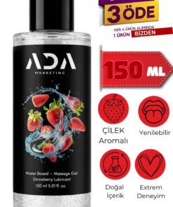 Ada Marketing Çilek Aromalı Su Bazlı Kayganlaştırıcı Jel – 150 ml | Aksesuar Uyumlu, Yoğun Aromalı Jel