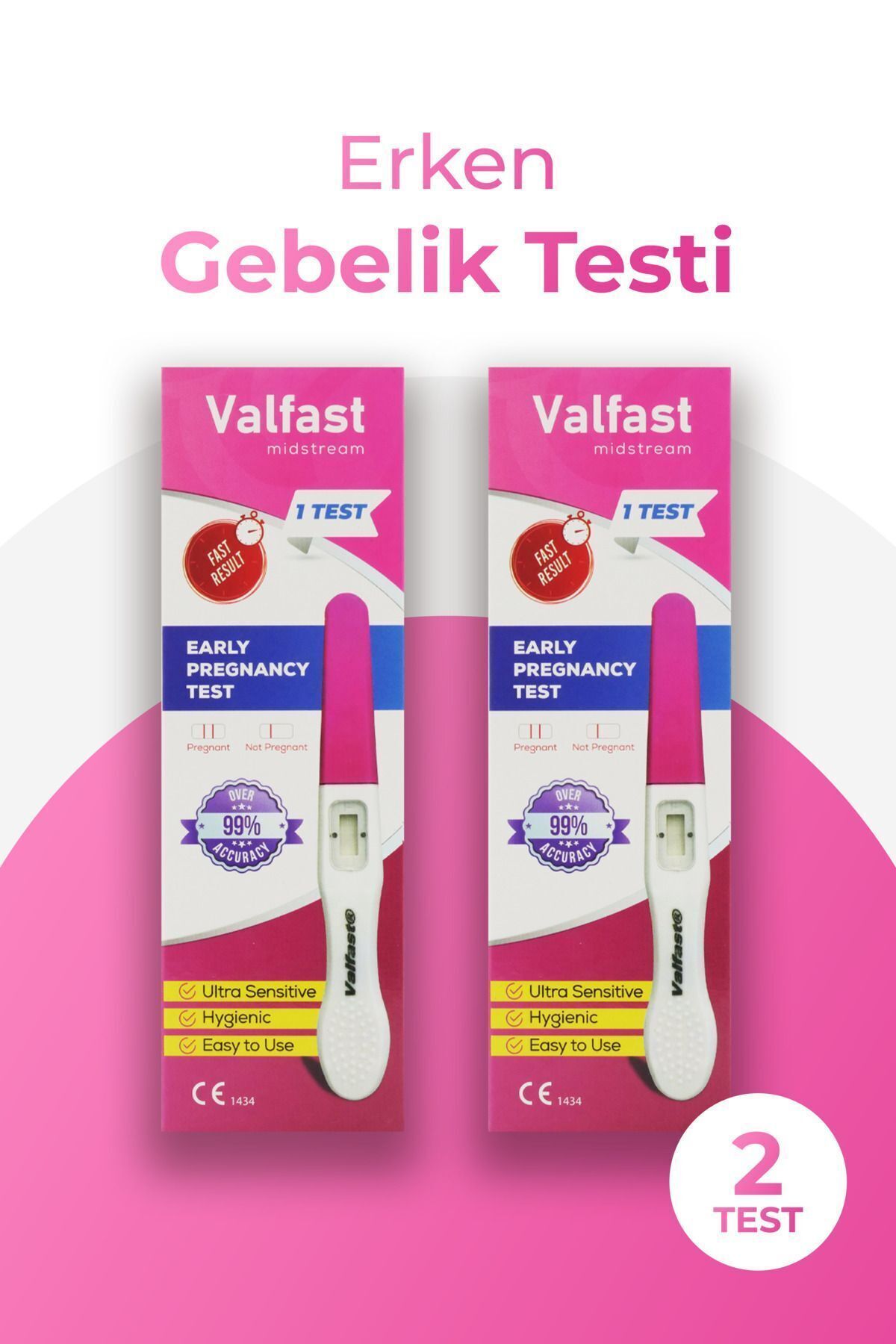 Valfast Erken Gebelik Testi Hızlı Hamilelik Testi 2 Adet (Gizli Gönderim)