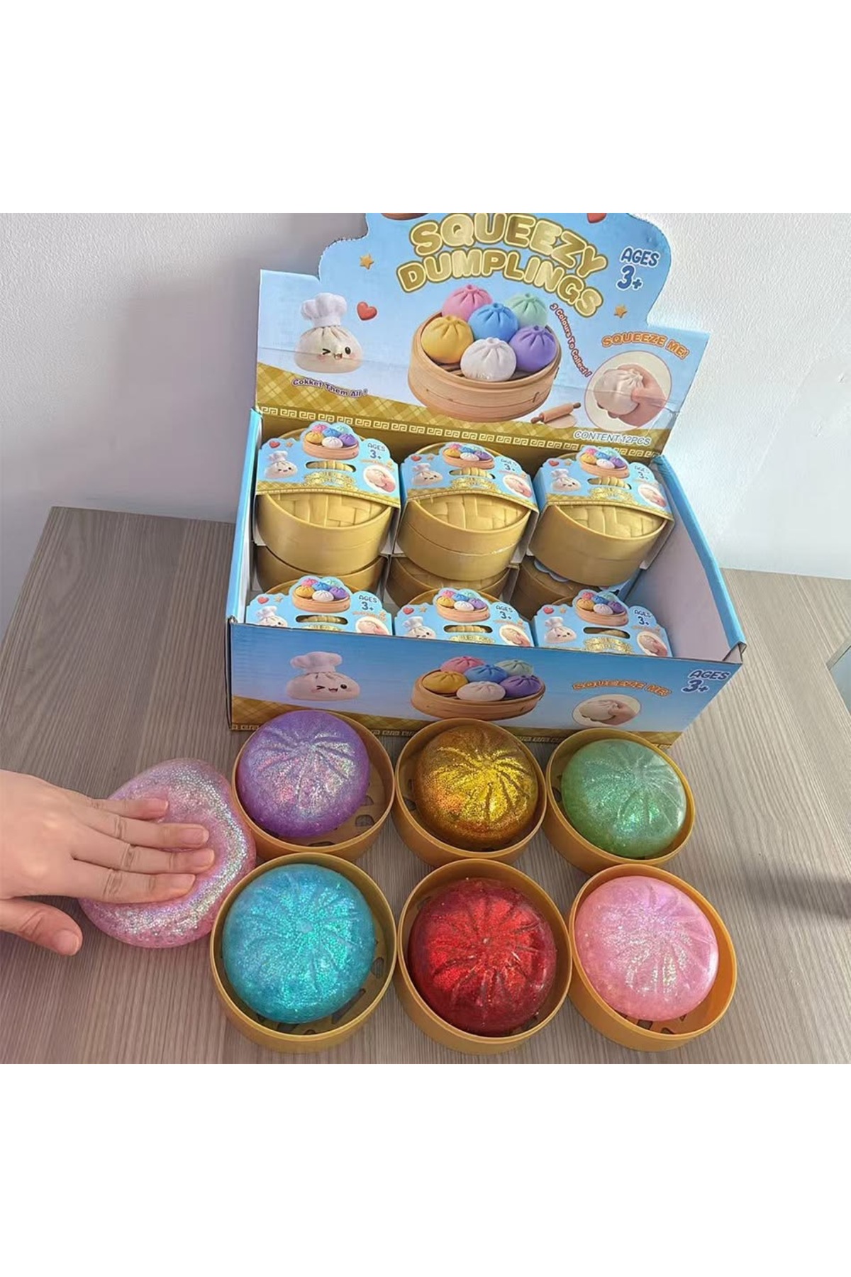 bs bellss accessory Dumping Squishy Sürpriz Renkli Çin Mantısı-Rainbow Mystery Squisy Bun-Viral Figür Simli Model