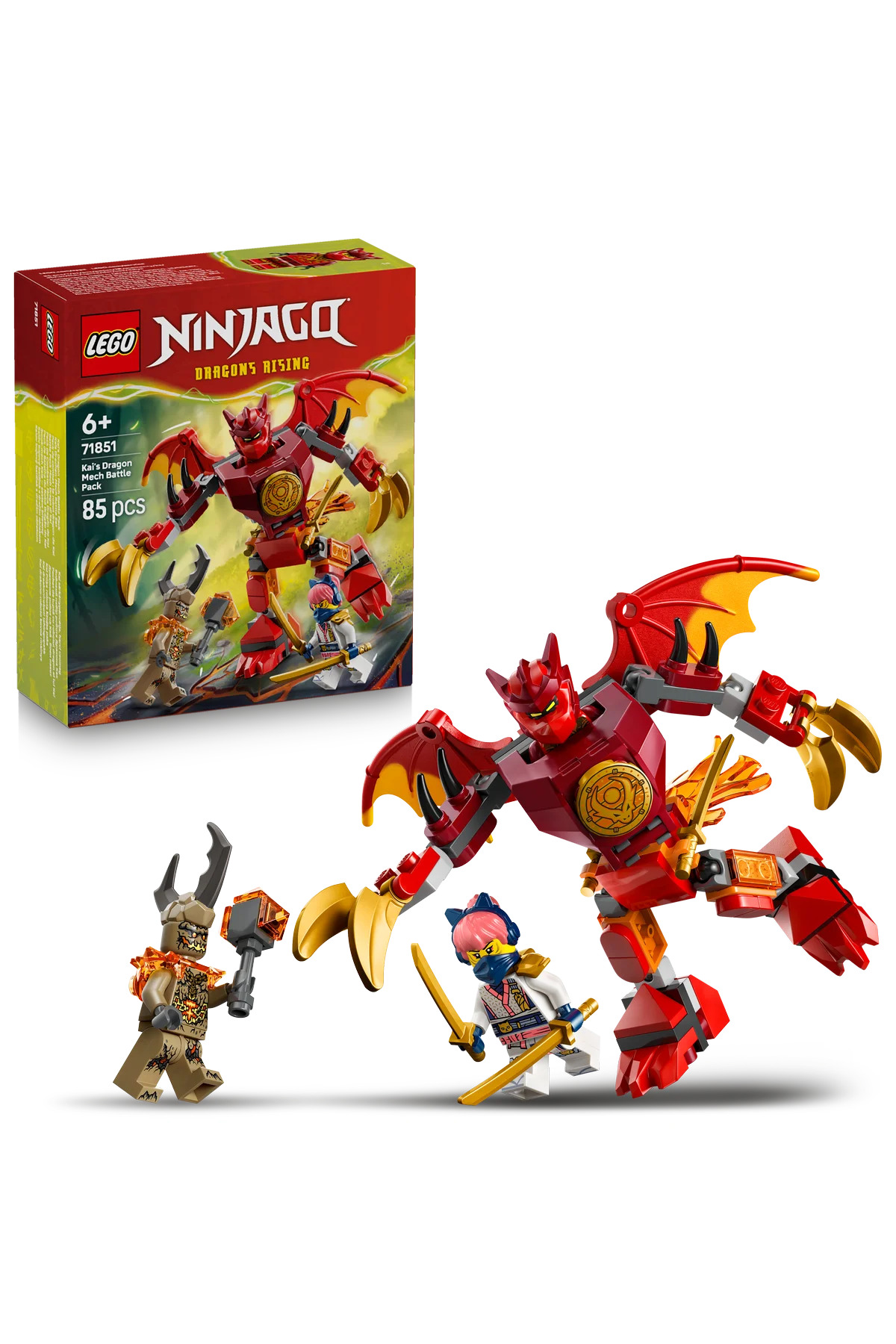 LEGO ® NINJAGO® Kai’nin Ejderha Robotu Savaş Paketi 71851 - 6+ Oyuncak Yapım Seti (85 Parça)