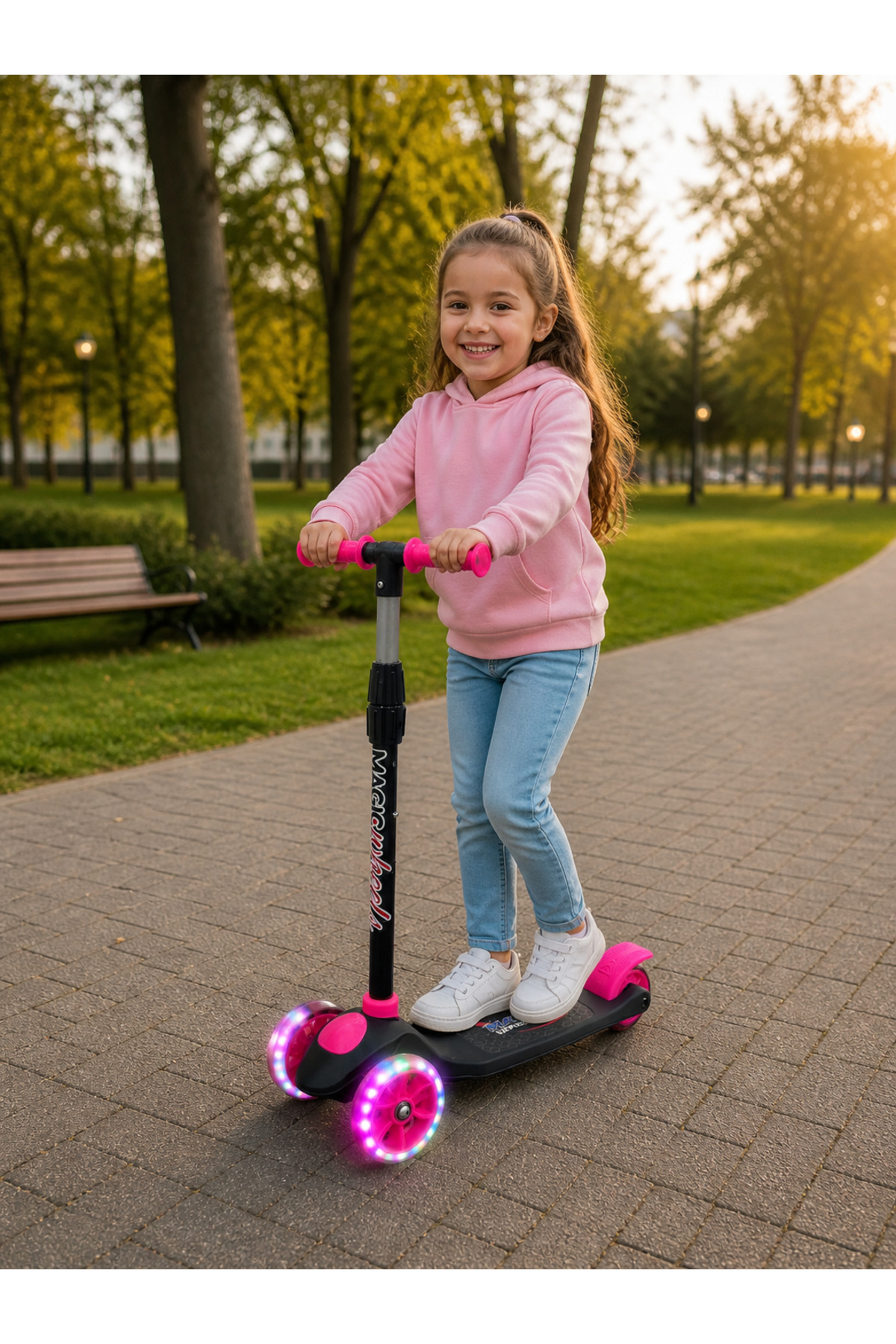 BEREN Magic twist SCOOTER PEMBE BRN-2232 IŞIKLI MAX 50 KG 3+(1 ADET FİYATIDIR)