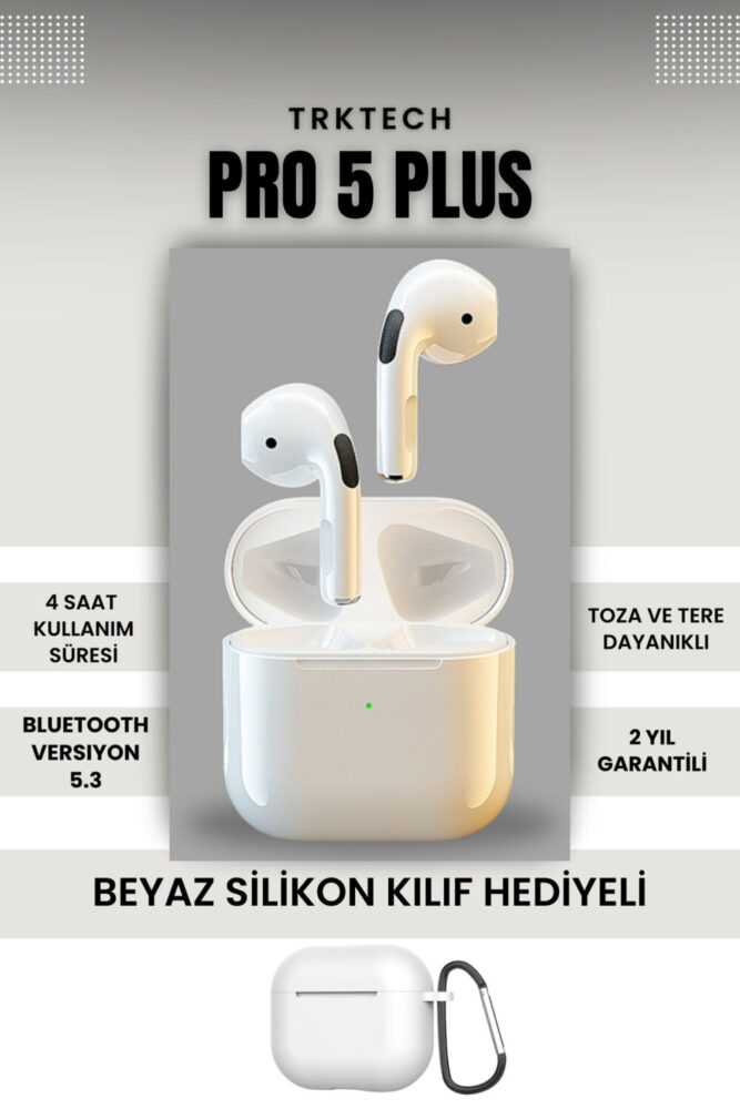 TrkTech Kılıf Hediyeli Pro 5 Plus Premium A Kalite Bluetooth Sürüm 5.3 Bluetooth Kulaklık - Görsel 2