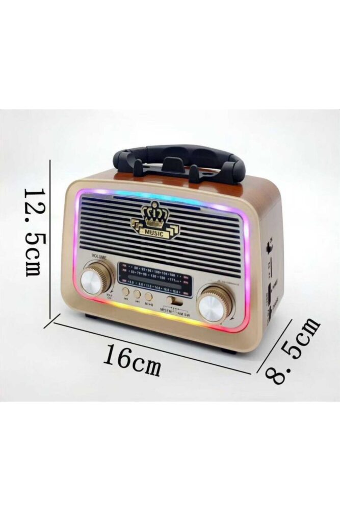 ataşbey Solar Güneş Enerji Led Fenerli RT-301 M Ahşap Nostalji Bluetooth USB-SD-Radyo-Mp3 Çalar Müzik Kutusu - Görsel 2