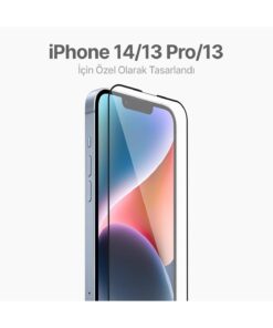 Fibaks iPhone 13/13 Pro/14/16E/17E Takma Aparatlı Kolay Uygulama Tam Ekran Kırılmaz Cam Ekran Koruyucu - Görsel 3