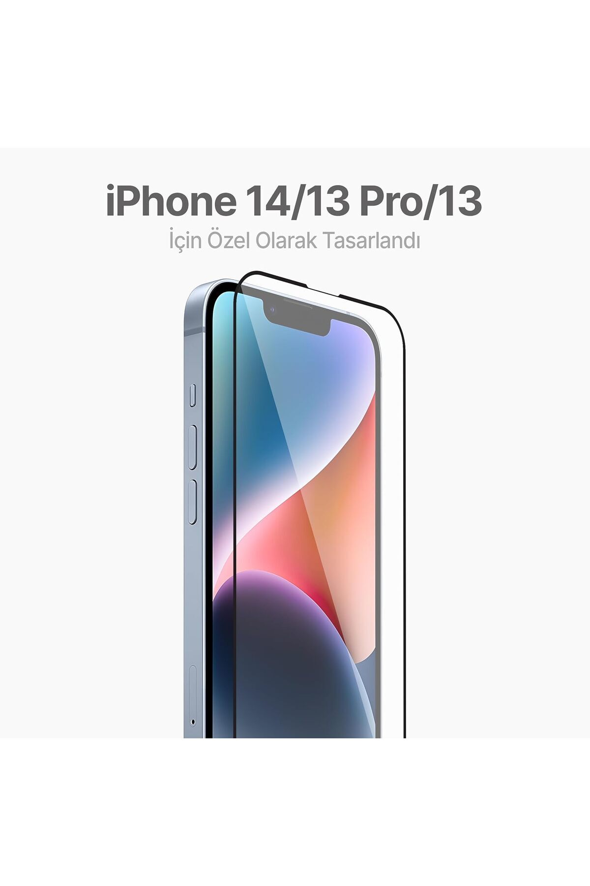 Fibaks iPhone 13/13 Pro/14/16E/17E Takma Aparatlı Kolay Uygulama Tam Ekran Kırılmaz Cam Ekran Koruyucu - Görsel 3