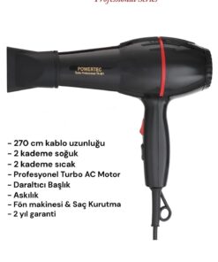 Powertec Tr-801 Profesyonel Saç Kurutma & Fön Makinesi - Siyah