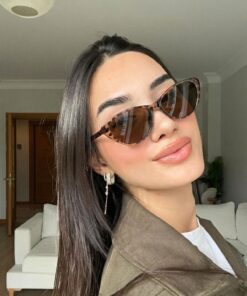 funeyes Carat Cat Eye Leopar Desenli 46 Ekartman Popüler Model | Küçük Boy Cat Eye Güneş Gözlüğü |