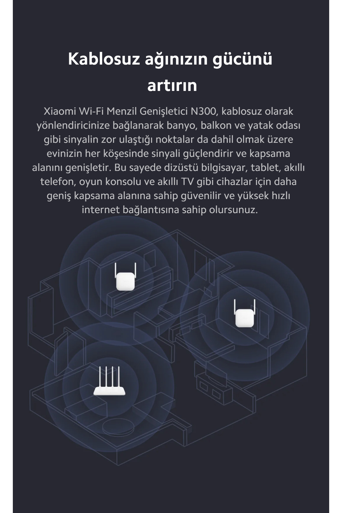 Xiaomi Wifi Pro Sinyal Yaklaştırıcı Güçlendirici N300 (Xiaomi Türkiye Garantili) - Görsel 3