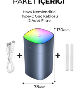 Alternative view of Nazalya 400 ml Ultrasonik Hava Nemlendirici Buhar Makinesi Ve Aroma Difüzörü - Gri Renk