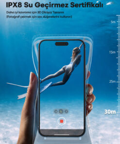 Popidima Yüksek Kalite Tüm Telefonlara Uyumlu Yağmur Su Geçirmez Waterproof Deniz Havuz Altı Geçirmez Kılıf - Görsel 3