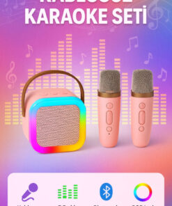 Omaze Mikrofonlu Karaoke Bluetooth Hoparlör Rgb Led Işıklı 5 Efektli Ses Bombası