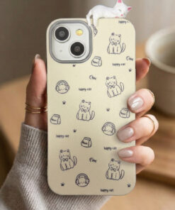 Alternative view of KVK PRİVACY iPhone 13 / 14 / 15 3D Uyuyan Kedi Figürlü Happy Cat Desenli Silikon Telefon Kılıfı