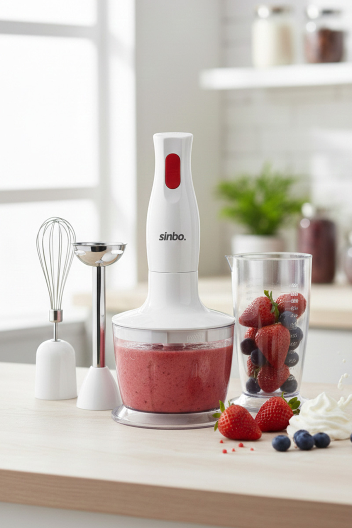 Sinbo SHB-3147 Çok Fonksiyonlu Blender Seti, Doğrayıcı, Çırpıcı, Paslanmaz Çelik Uç ve Ölçü Kabı