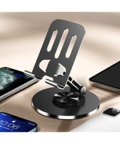 Popidima Yüksek Kalite Metal 360 Dönebilen Ayarlanabilir Telefon Ve Tablet Tutucu Masa Üstü Standı Siyah