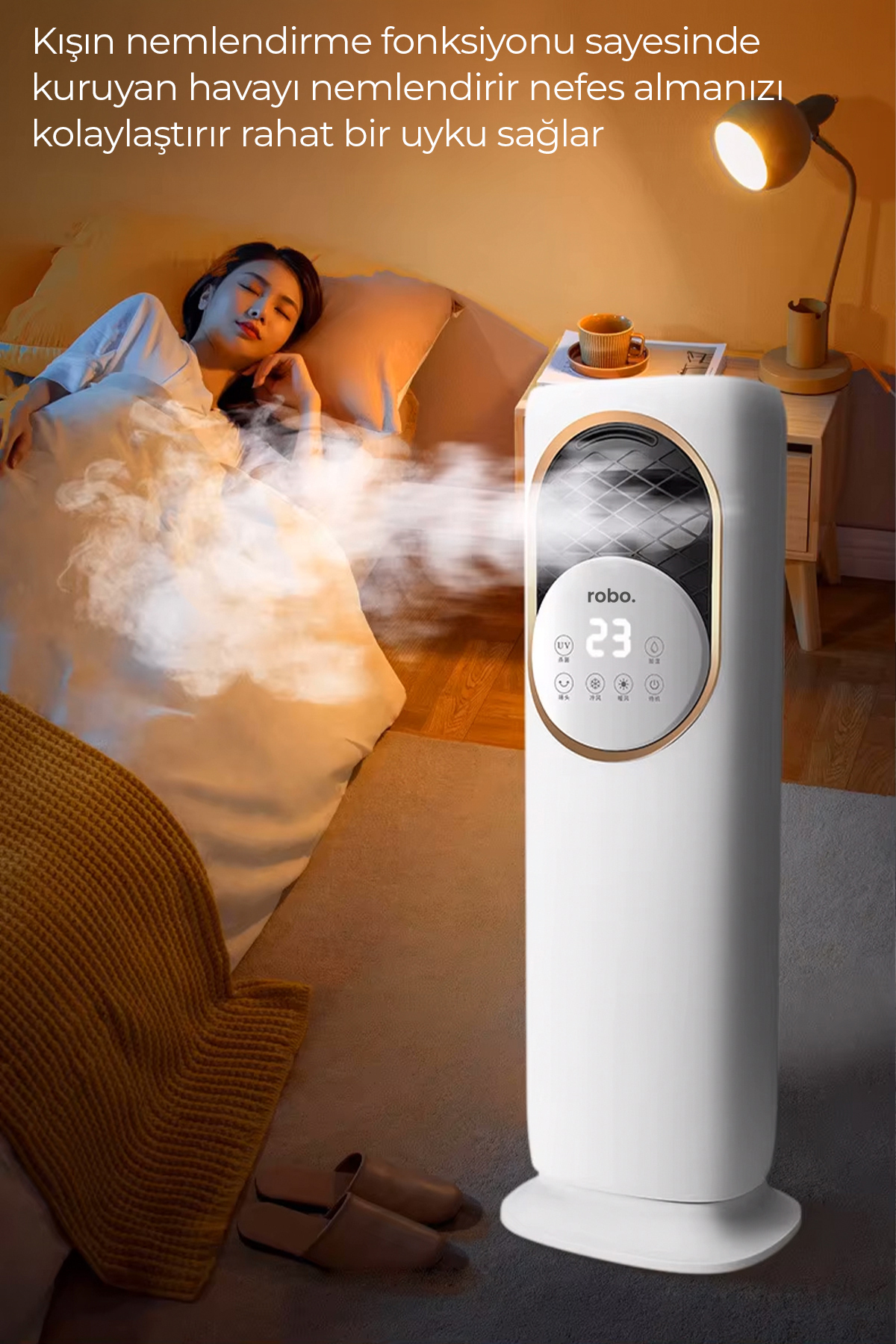 ROBO Uzaktan Kumandalı Hava Isıtıcı Soğutucu Nemlendirici UV Sterilizasyon Ünite 4'ü 1 Arada - Görsel 3